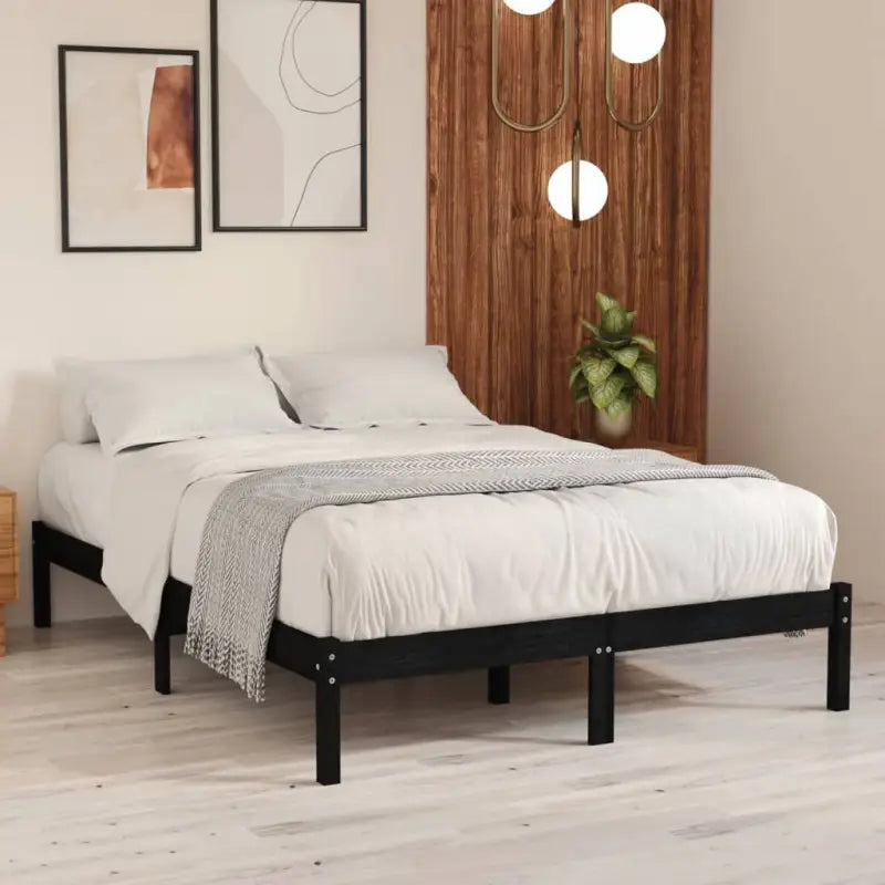 Modern houten bedframe van massief grenenhout voor je slaapkamer - Zwart / 200 x 200 cm - Bedden & bedframes