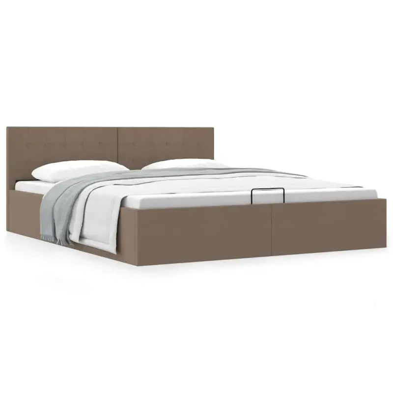 Modern hydraulisch bed met multiplex lattenbodem en stofkader - Taupe / 180 x 200 cm - Bedden & bedframes