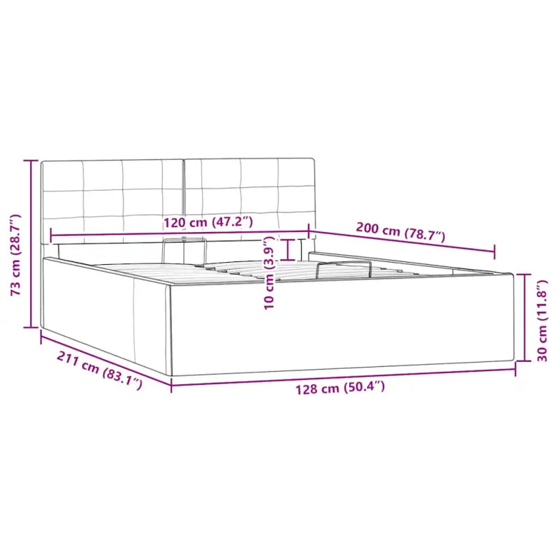 Modern hydraulisch bedframe met multiplex lattenbodem en kunstleren finish - Bedden & bedframes