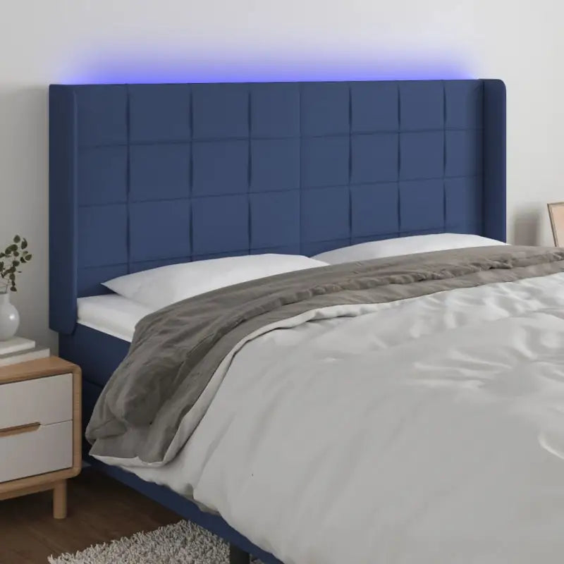 Modern LED Hoofdbord voor een stijlvol slaapkamerinterieur - Blauw / 203 x 16 x 118/128 cm / 1 - Hoofdborden