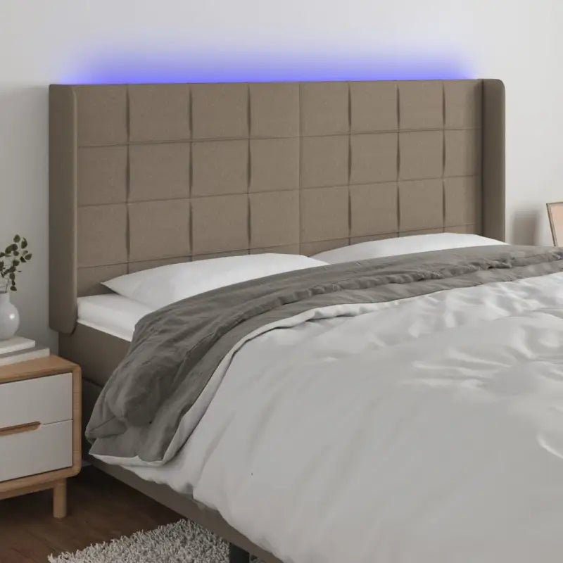 Modern LED Hoofdbord voor een stijlvol slaapkamerinterieur - Taupe / 203 x 16 x 118/128 cm / 1 - Hoofdborden
