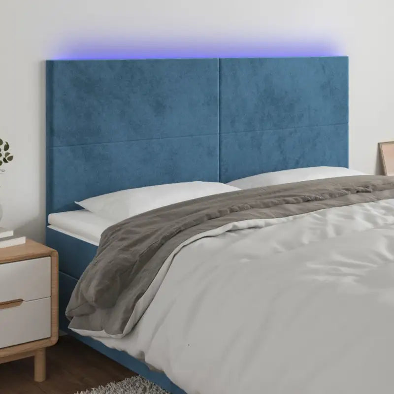 Modern LED Hoofdbord voor een Stijlvolle Slaapkamer - Donkerblauw / 200 x 5 x 118/128 cm / 1 - Hoofdborden en voetborden