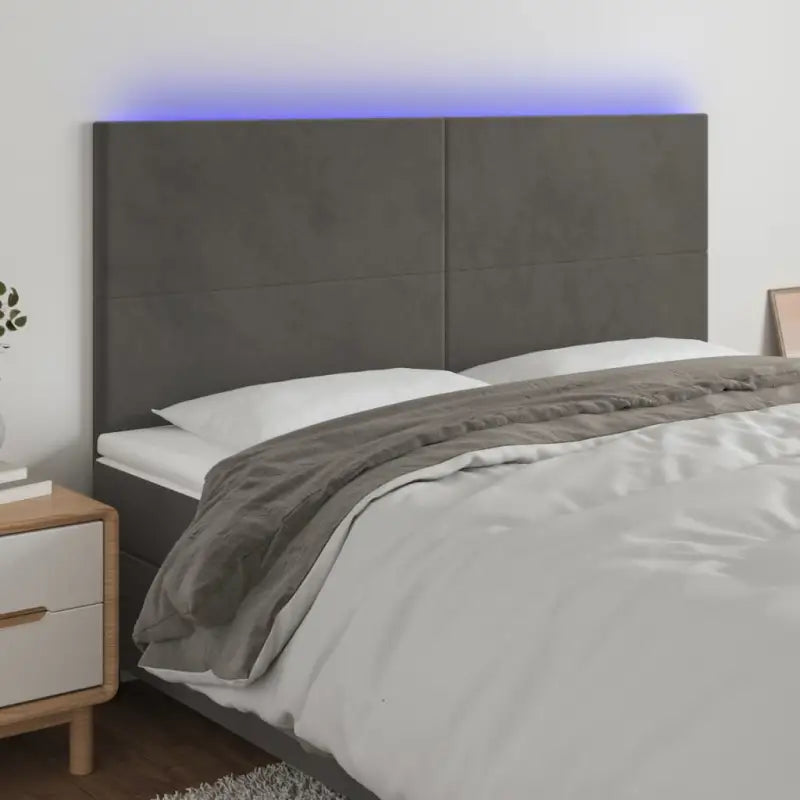 Modern LED Hoofdbord voor een Stijlvolle Slaapkamer - Donkergrijs / 160 x 5 x 118/128 cm / 1 - Hoofdborden en voetborden
