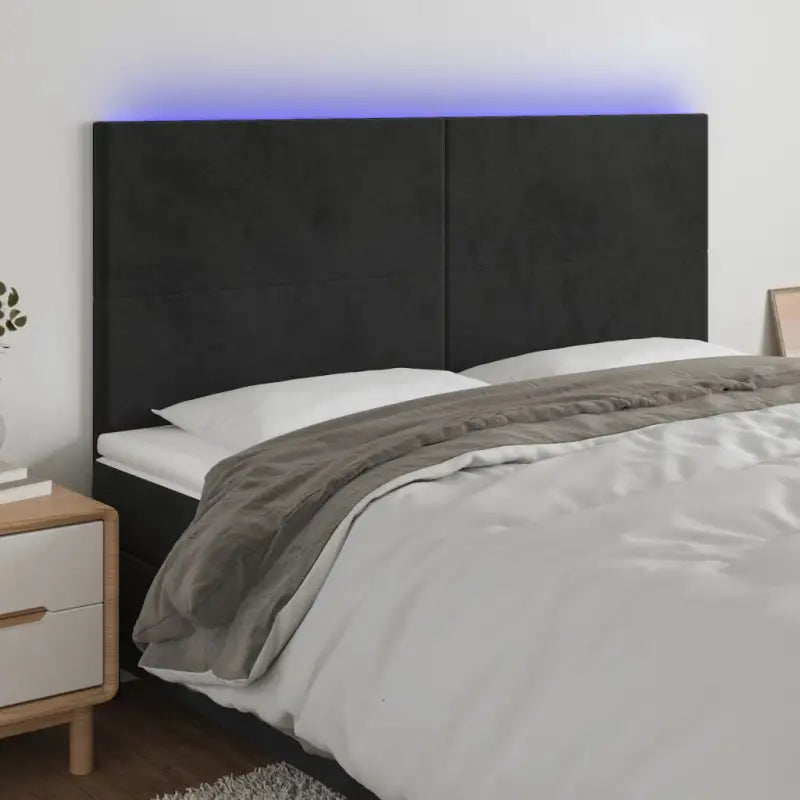 Modern LED Hoofdbord voor een Stijlvolle Slaapkamer - Zwart / 160 x 5 x 118/128 cm / 1 - Hoofdborden en voetborden
