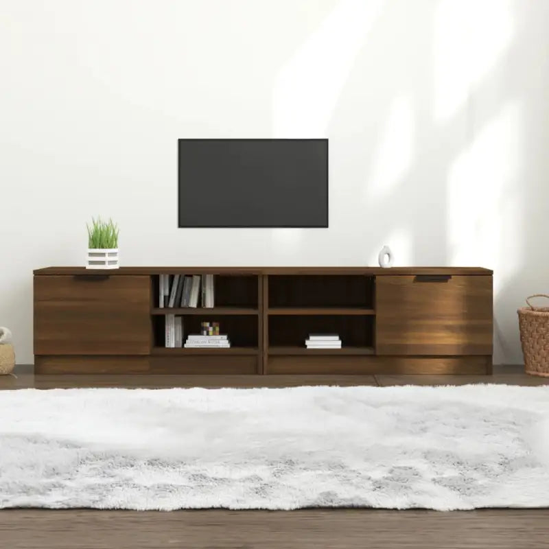 Modern Tv-meubel met stevig blad en bewerkt hout in Grijs Sonoma - bruin eikenkleur / 2 - Tv-meubels