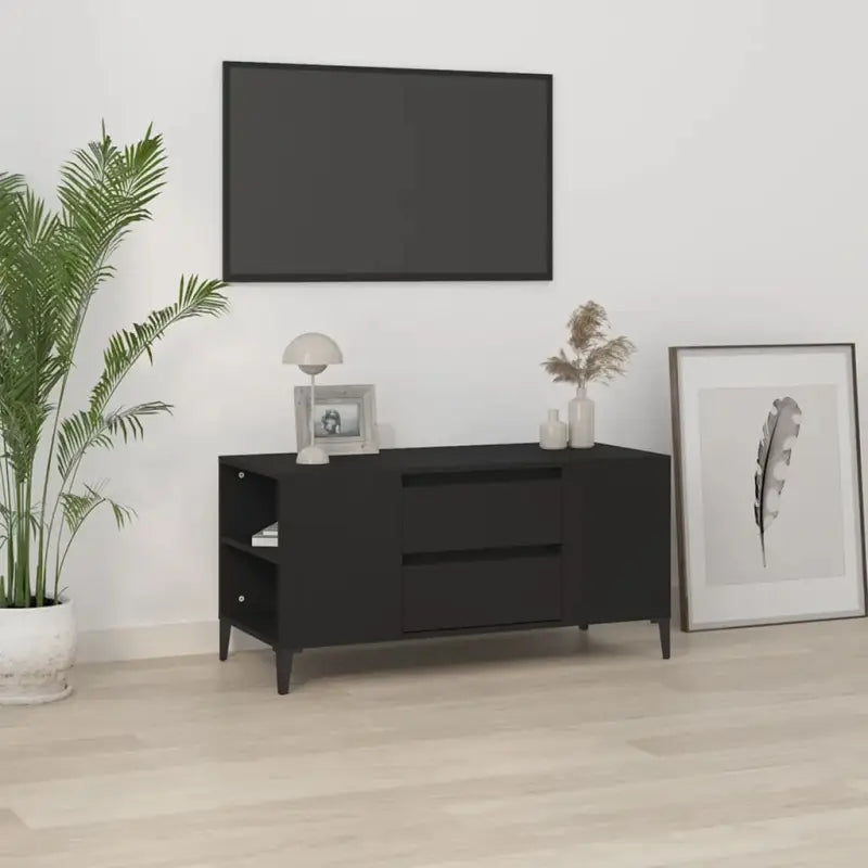 Modern tv-meubel van bewerkt hout met duurzame en stabiele afwerking - Zwart / 1 - Tv-meubels