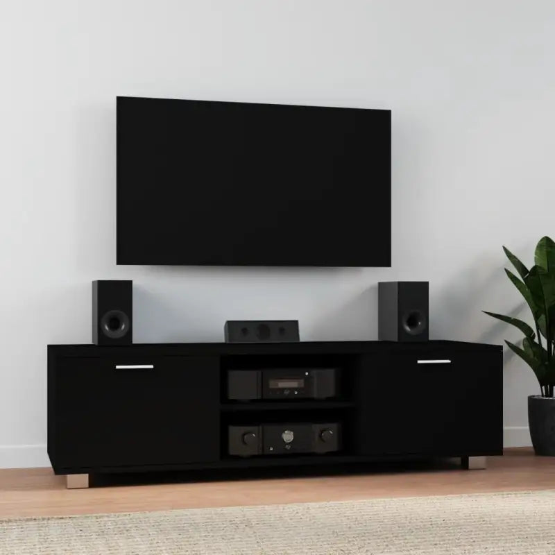 Modern tv-meubel van bewerkt hout voor stijlvolle en stevige opbergruimte - Zwart / 1 / 140 cm - Tv-meubels