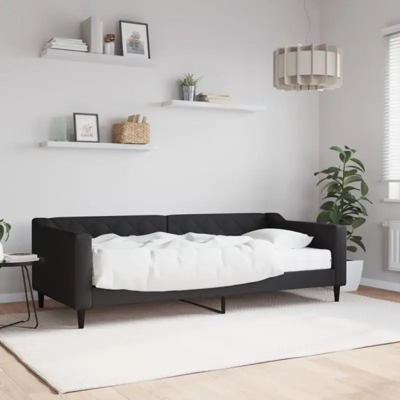 Moderne 2-in-1 slaapbank met onderschuifbed voor woon en slaapkamer - Zwart / 90 x 200 cm / met matras - Bedden &
