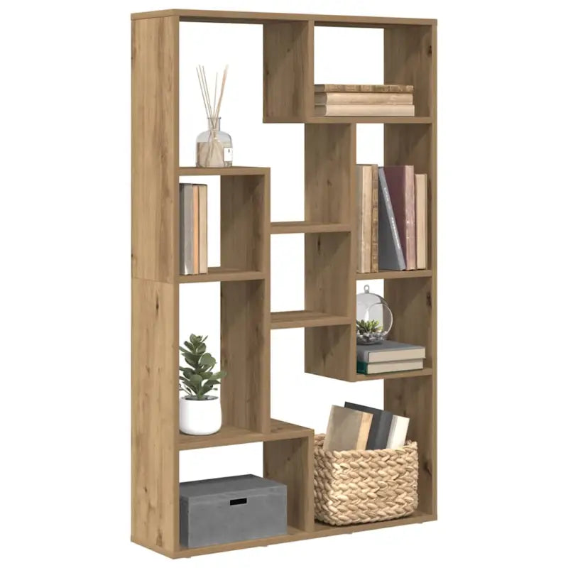 Moderne boekenkast van bewerkt hout met geometrisch design - Boekenkasten