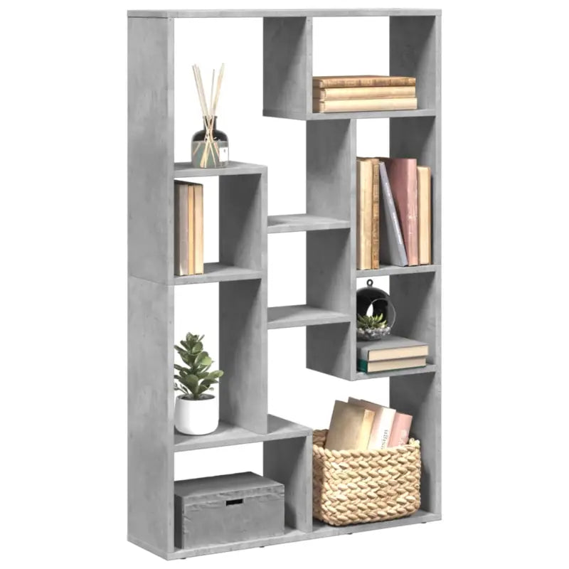 Moderne boekenkast van bewerkt hout met geometrisch design - Betongrijs / 1 / 72 cm - Boekenkasten