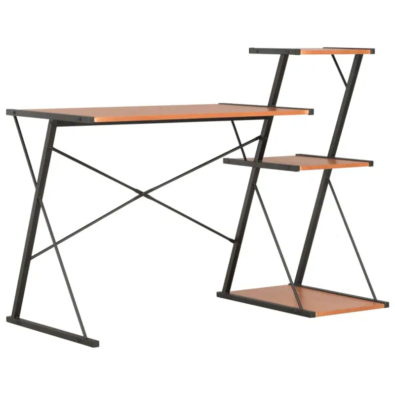 Moderne bureau met praktisch schap en stevige planken - Zwart en bruin - Bureaus