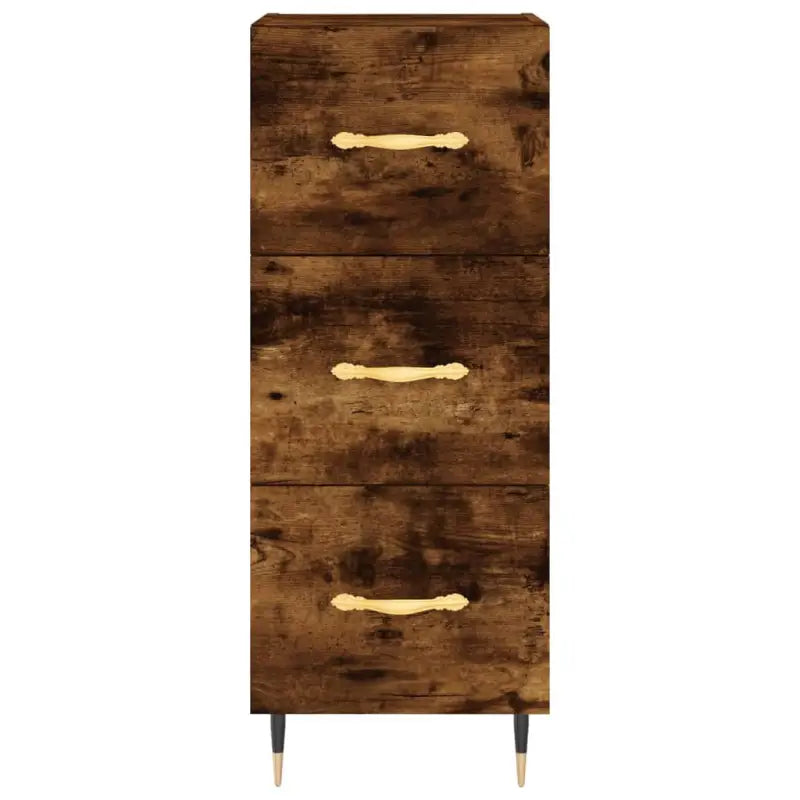 Moderne dressoir met bewerkt hout en metalen poten in gerookt eiken - Dressoirs & buffetkasten