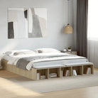 Moderne Grijs Sonoma Bedframe van Bewerkt Hout voor de Slaapkamer - Sonoma eiken / 200 x 200 cm - Bedden & bedframes