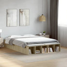 Moderne Grijs Sonoma Bedframe van Bewerkt Hout voor de Slaapkamer - Sonoma eiken / 135 x 190 cm - Bedden & bedframes