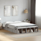 Moderne Grijs Sonoma Bedframe van Bewerkt Hout voor de Slaapkamer - Grijs sonoma / 140 x 200 cm - Bedden & bedframes