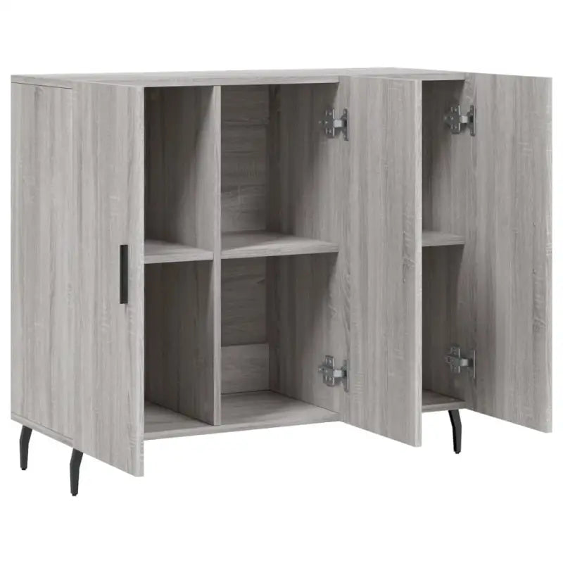 Moderne grijs Sonoma dressoir met metalen poten en bewerkt hout - Grijs sonoma / 1 - Dressoirs & buffetkasten