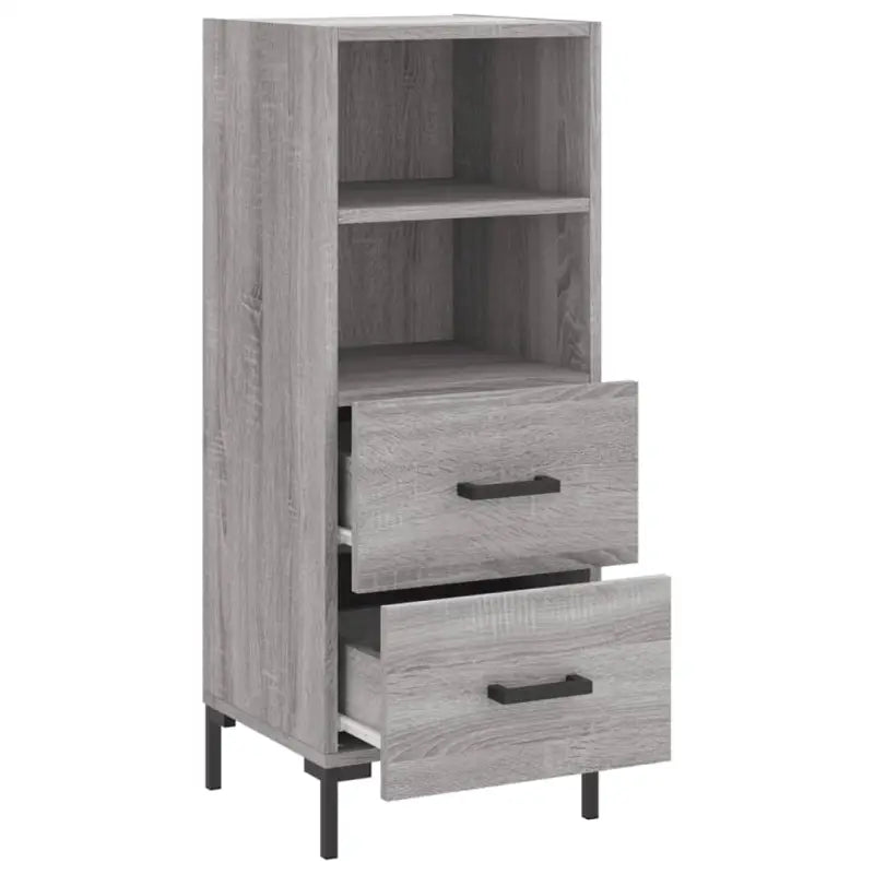 Moderne grijs sonoma dressoir met metalen poten en bewerkt hout - Dressoirs & buffetkasten
