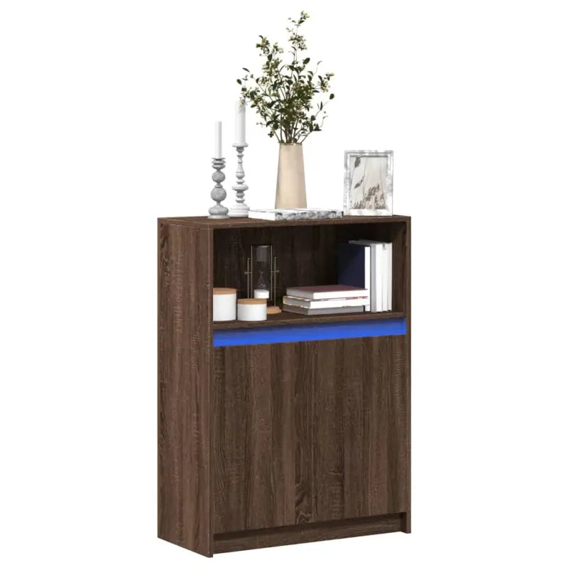 Moderne grijs Sonoma Eiken dressoir met RGB LED-verlichting - bruin eikenkleur / 1 / 72 cm - Dressoirs & buffetkasten