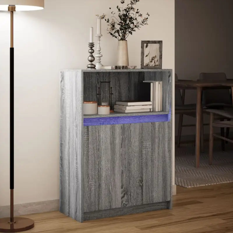 Moderne grijs Sonoma Eiken dressoir met RGB LED-verlichting - Dressoirs & buffetkasten