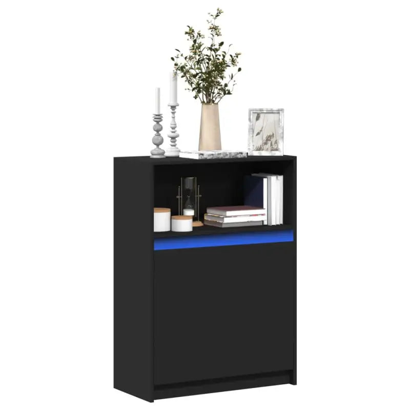 Moderne grijs Sonoma Eiken dressoir met RGB LED-verlichting - Zwart / 1 / 72 cm - Dressoirs & buffetkasten