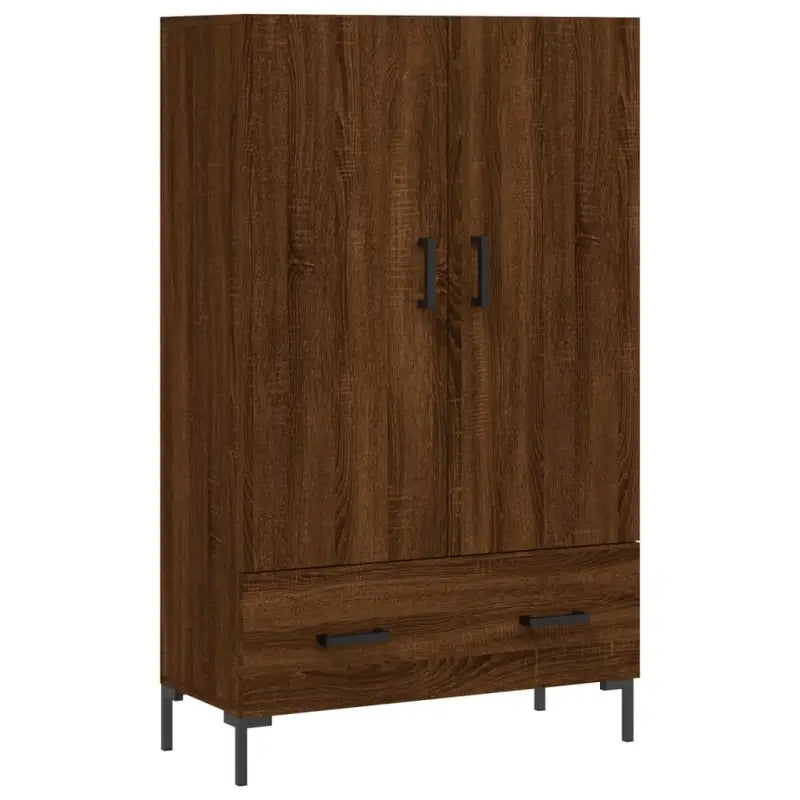 Moderne hoge kast met metalen poten en bewerkt hout - Dressoirs & buffetkasten