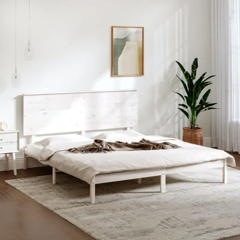 Moderne houten bedframe van massief grenenhout inclusief levering bevat - Wit / 200 x 200 cm - Bedden & bedframes