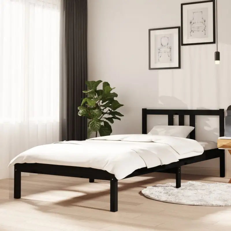 Moderne houten bedframe van massief grenenhout met levering bevat - Zwart / 90 x 200 cm - Bedden & bedframes