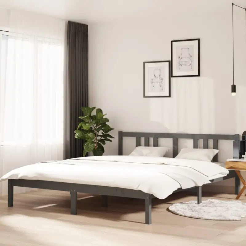 Moderne houten bedframe van massief grenenhout met levering bevat - Grijs / 160 x 200 cm - Bedden & bedframes