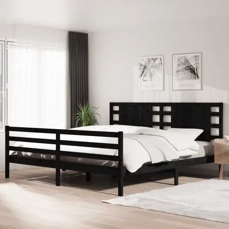 Moderne houten bedframe van massief grenenhout met levering bevat - Zwart / 200 x 200 cm - Bedden & bedframes