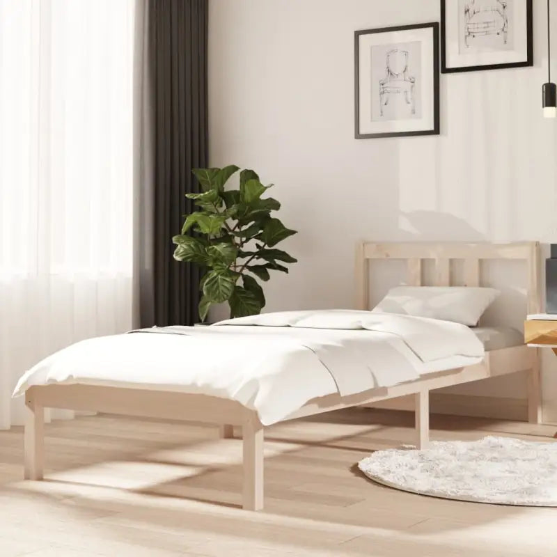 Moderne houten bedframe van massief grenenhout met levering bevat - Naturel / 75 x 190 cm - Bedden & bedframes