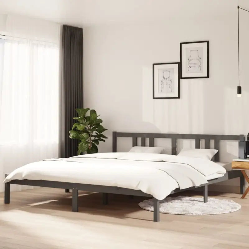 Moderne houten bedframe van massief grenenhout met levering bevat - Grijs / 180 x 200 cm - Bedden & bedframes