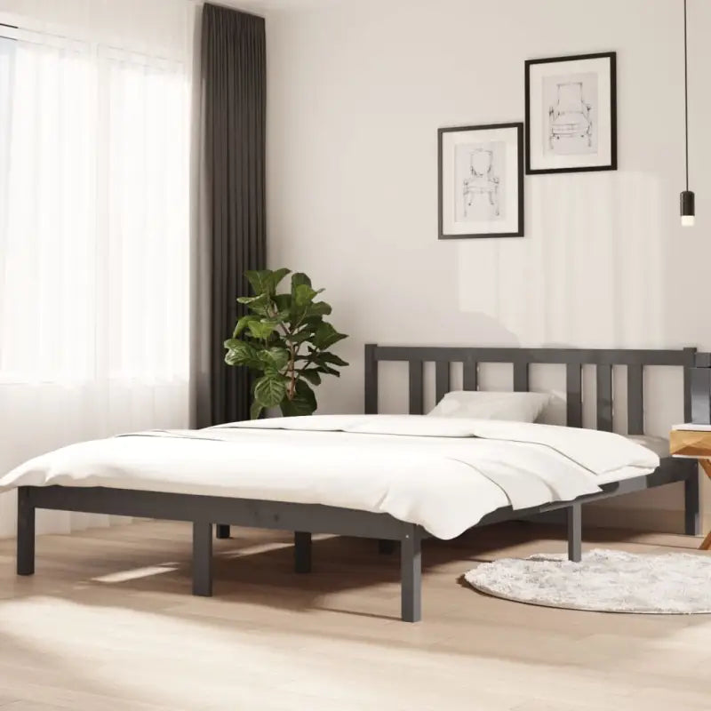 Moderne houten bedframe van massief grenenhout met levering bevat - Grijs / 140 x 200 cm - Bedden & bedframes