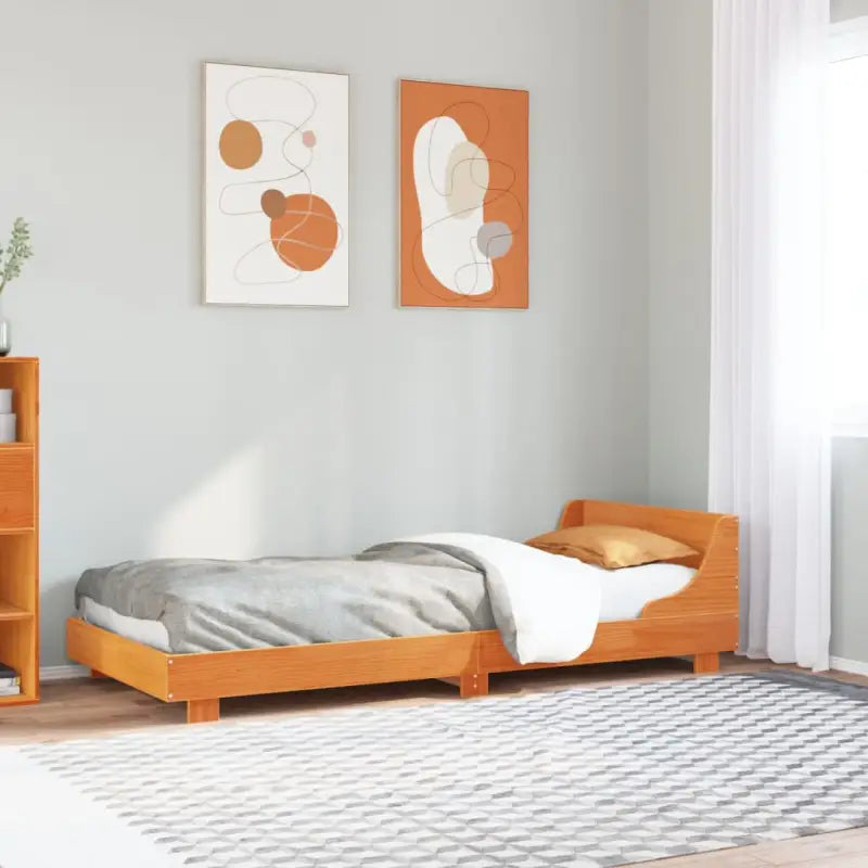 Moderne houten bedframe van massief grenenhout voor een strakke slaapkamer - Wasbruin / 90 x 190 cm - Bedden & bedframes