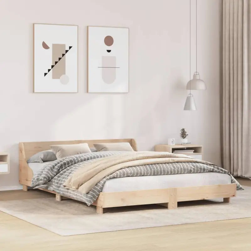 Moderne houten bedframe van massief grenenhout voor een strakke slaapkamer - Naturel / 160 x 200 cm - Bedden & bedframes