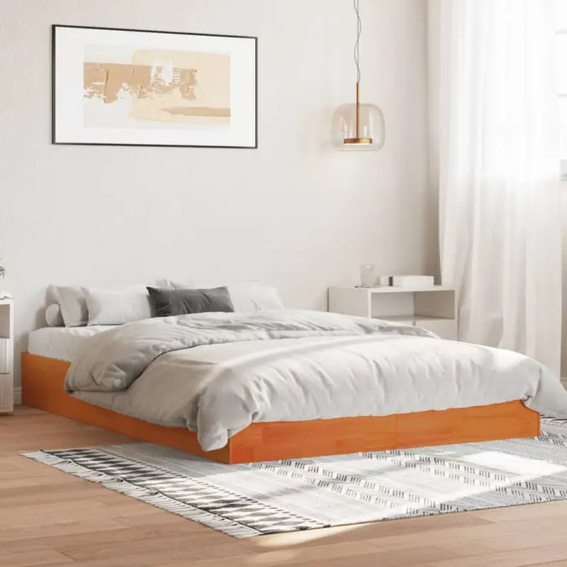 Moderne houten bedframe van massief grenenhout voor stijlvolle slaapkamers - Wasbruin / 120 x 200 cm - Bedden &