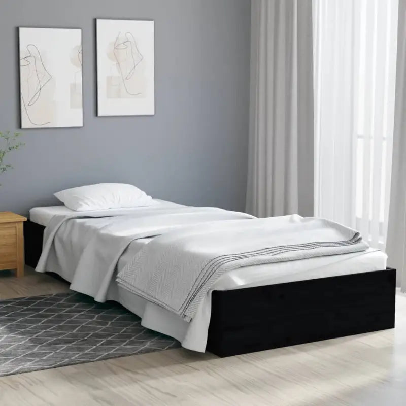 Moderne houten bedframe van massief grenenhout voor stijlvolle slaapkamers - Zwart / 75 x 190 cm - Bedden & bedframes