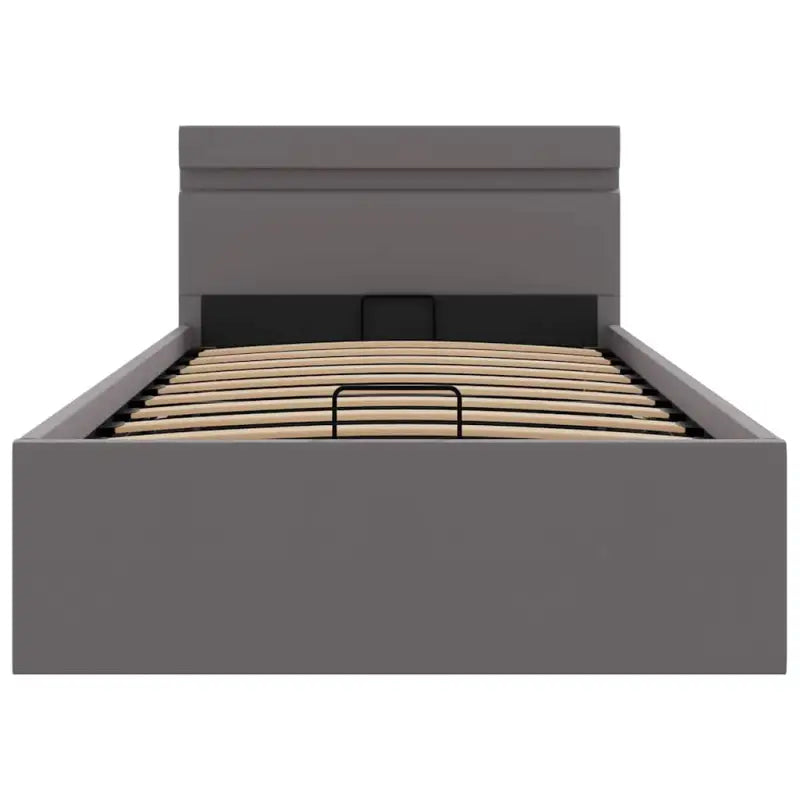 Moderne hydraulische eenpersoonsbed met multiplex lattenbodem en kunstleren bekleding - Bedden & bedframes