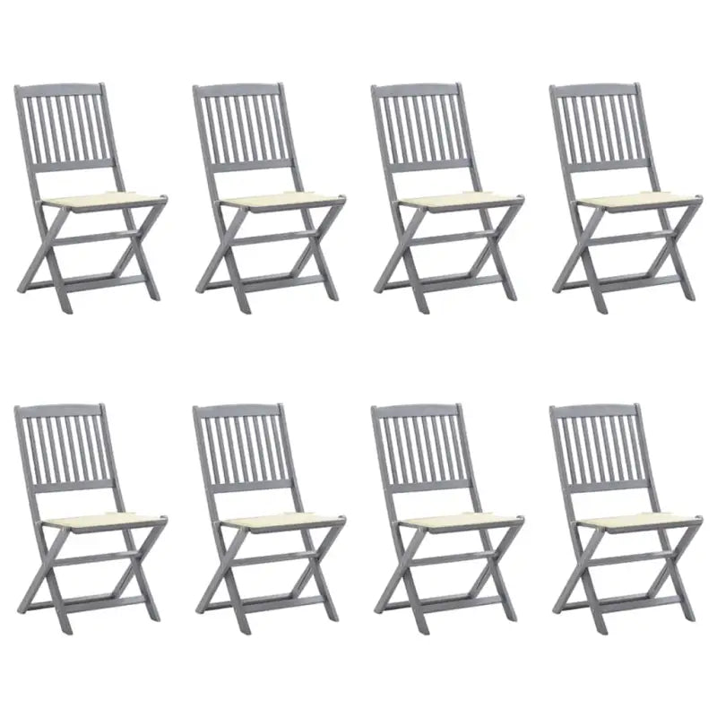 Moderne massief acaciahout tuinstoelen met kussens voor buiten eten - Crème / 8 - Tuinstoelen