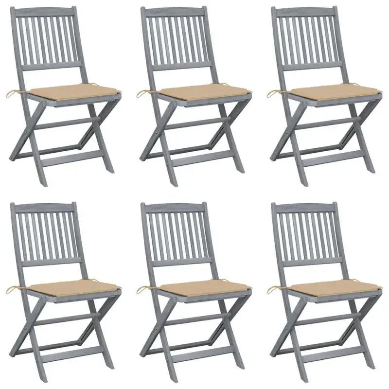 Moderne massief acaciahout tuinstoelen met kussens voor buiten eten - Beige / 6 - Tuinstoelen