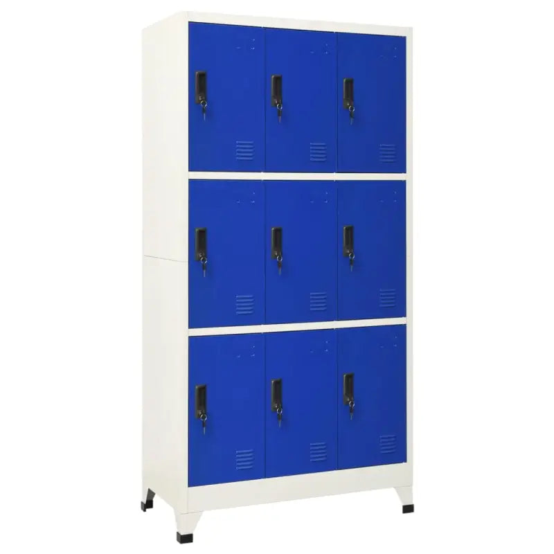 Moderne metalen opbergkast voor kantoorruimte - Grijs en blauw / 1 / Met 9 lockers - Opbergkasten & lockerkasten