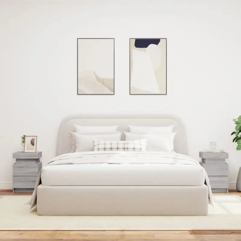 Moderne nachtkastjes met LED-verlichting in grijs sonoma stijl - Nachtkastjes