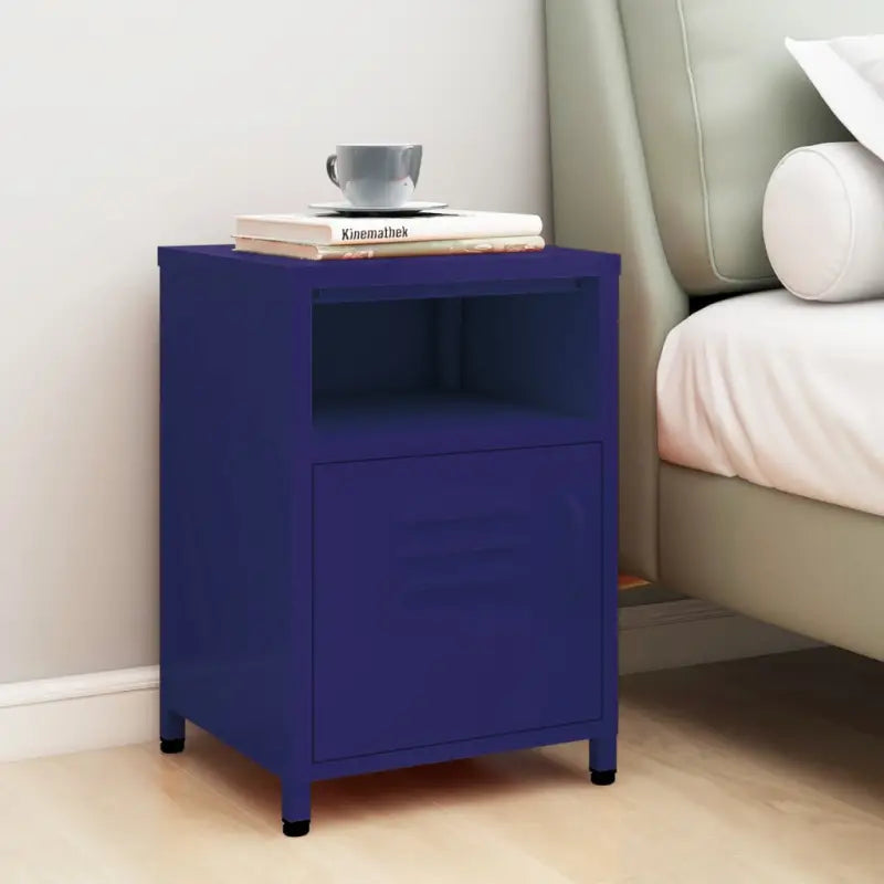 Moderne nachtkastjes met open schap van staal voor je interieur - Marineblauw / 1 - Nachtkastjes