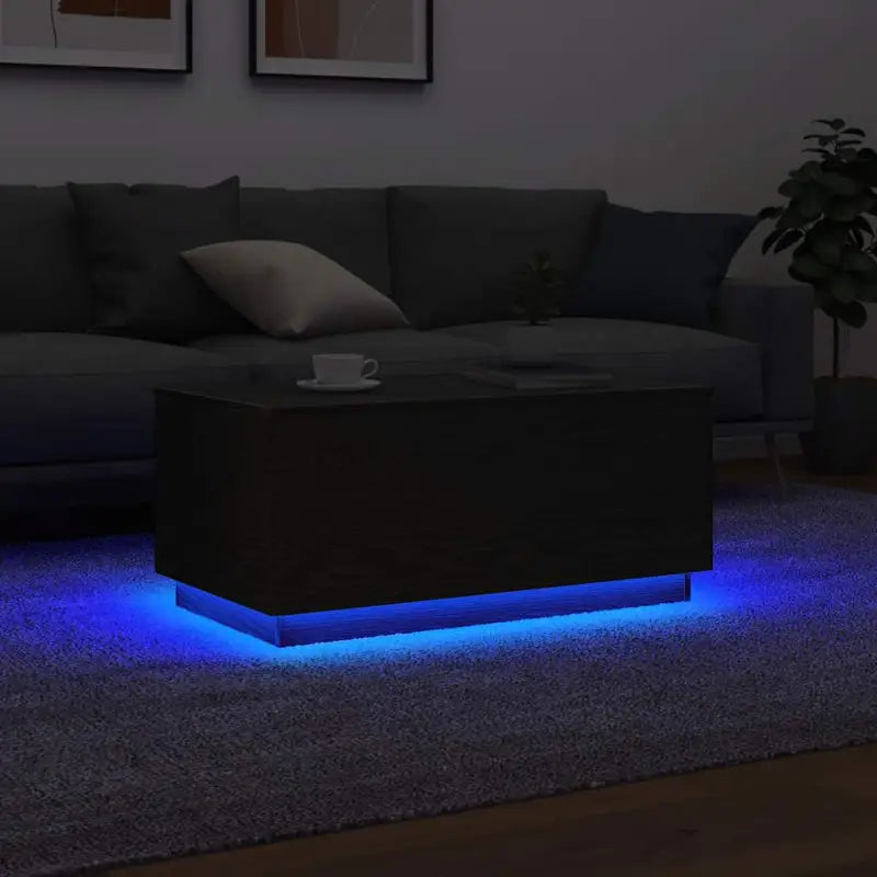 Moderne salontafel met RGB LED-verlichting en duurzaam bewerkt hout - Zwart eiken / 1 / 90 cm - Salontafels