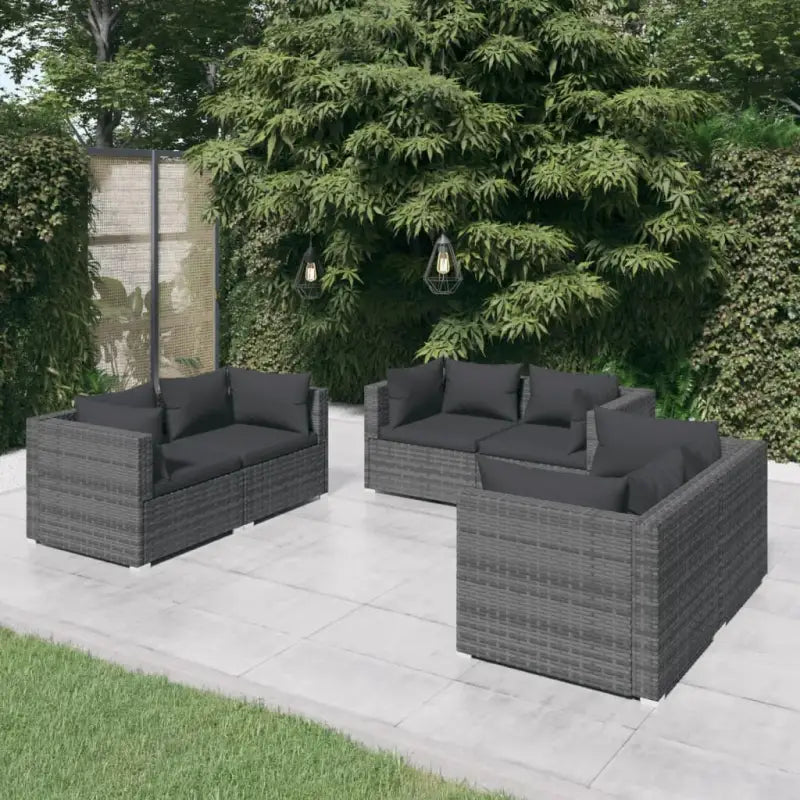 Moderne Tuinset met comfortabele zitkussen en stevige afmetingen - Grijs en antraciet / 6x hoek - Tuinsets