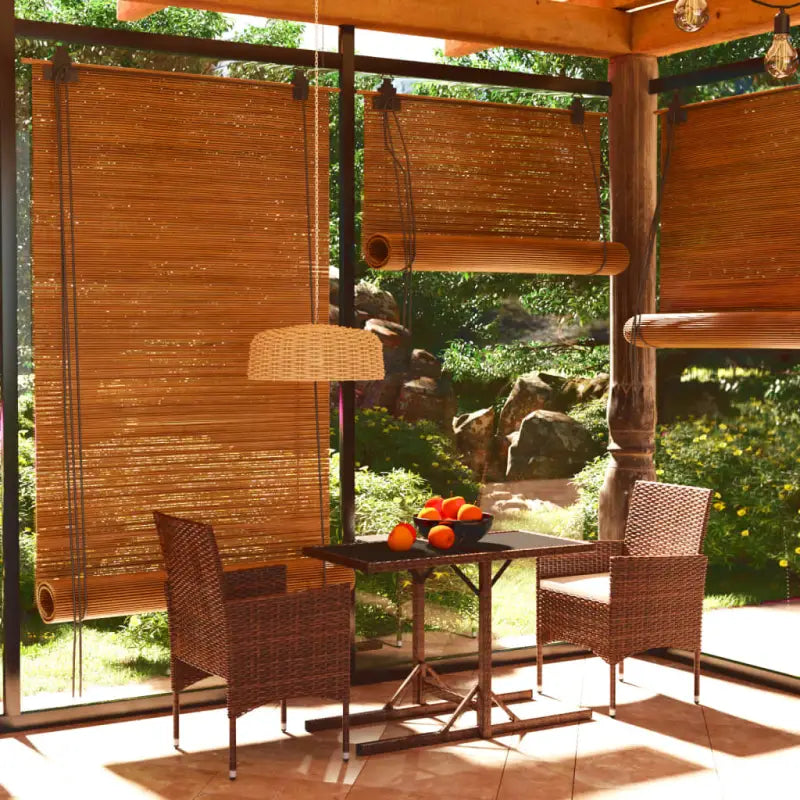 Moderne tuinset met poly rattan en gehard glas voor duurzame ontspanning - Bruin - Tuinsets