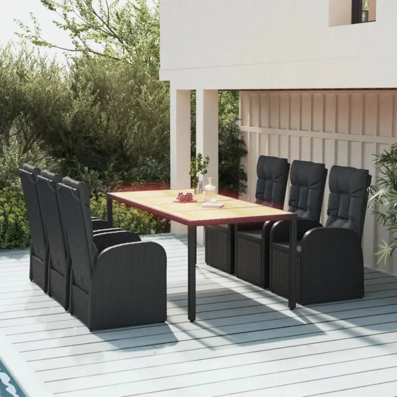 Moderne tuinset met weerbestendig poly rattan voor buitenplezier - 190 cm tafellengte / 1 / 6x stoel + tafel - Tuinsets