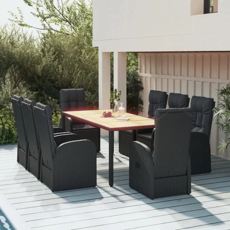 Moderne tuinset met weerbestendig poly rattan voor buitenplezier - 190 cm tafellengte / 1 / 6x stoel + 2x Fauteuil