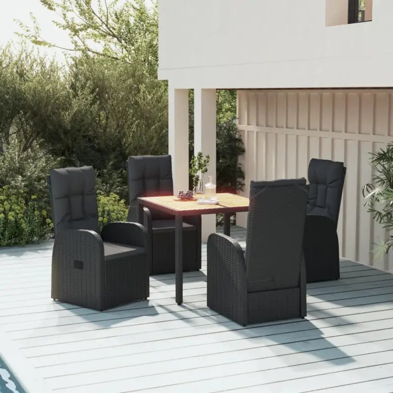 Moderne tuinset met weerbestendig poly rattan voor buitenplezier - 90 cm tafellengte / 1 / 4x stoel + tafel - Tuinsets