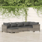 Moderne tuinset van poly rattan met comfortabele afmetingen zitting - 2x Fauteuil + hoek + 2x midden + voetensteun