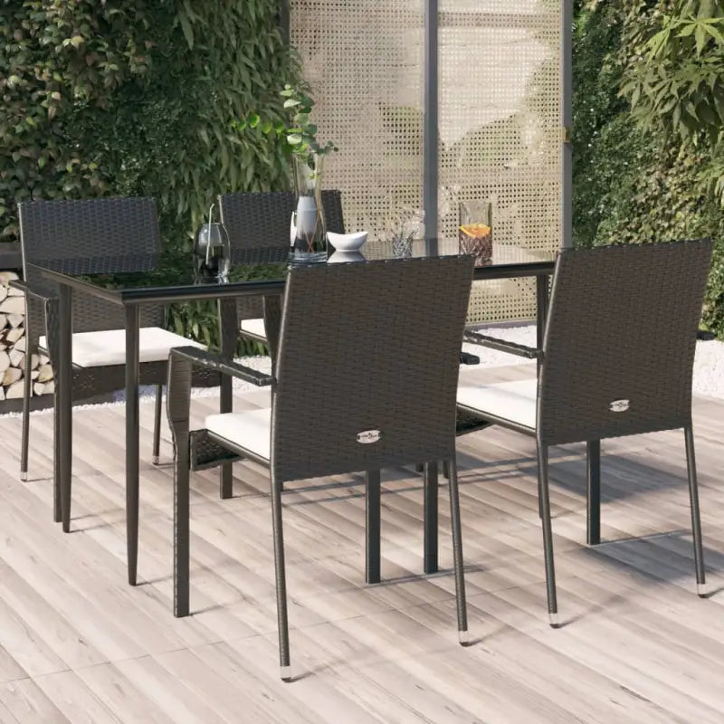 Moderne tuinset van poly rattan met gehard glas en eenvoudig schoonmaken - Zwart / 140 cm tafellengte - Tuinsets